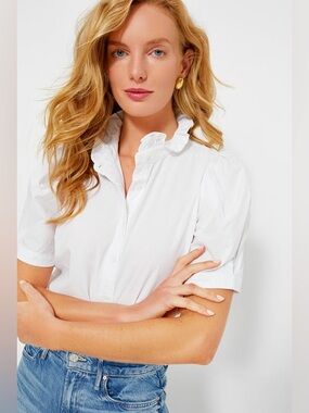 POMANDER PLACE Large White Cotton Alicia Blouse. Retail $118 Tuckernuck